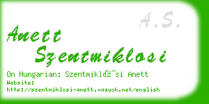 anett szentmiklosi business card